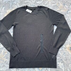 NWT Banana Republic Crewneck Blouse Womens Small Gray Metallic Knit SHEER $80!